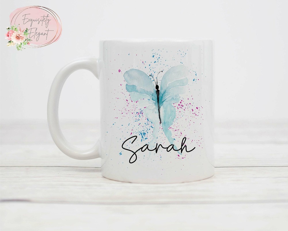 Personalised Watercolour Butterfly Mug Personalised Cup Butterfly Mug Cute Mug
