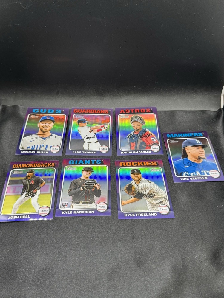 2024 Topps Heritage High Number Purple Chrome Hot Box (Lot of 7) All Different
