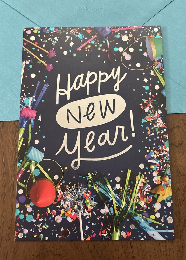 Happy New Year Confetti Good Cheer 5.5”x8” Hallmark Greeting Card-image