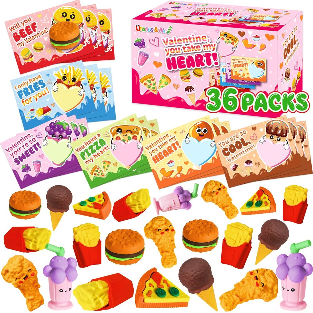 36-Pack Kids Valentine's Day Greeting Cards with 3 Designs for Classroom Exchange