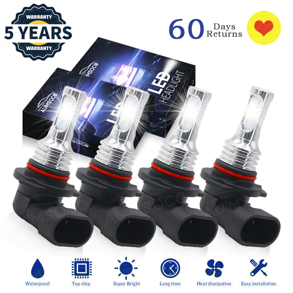 9005 9006 LED Headlight 10000K KIT Combo Bulbs High Low Beam Super Bright White