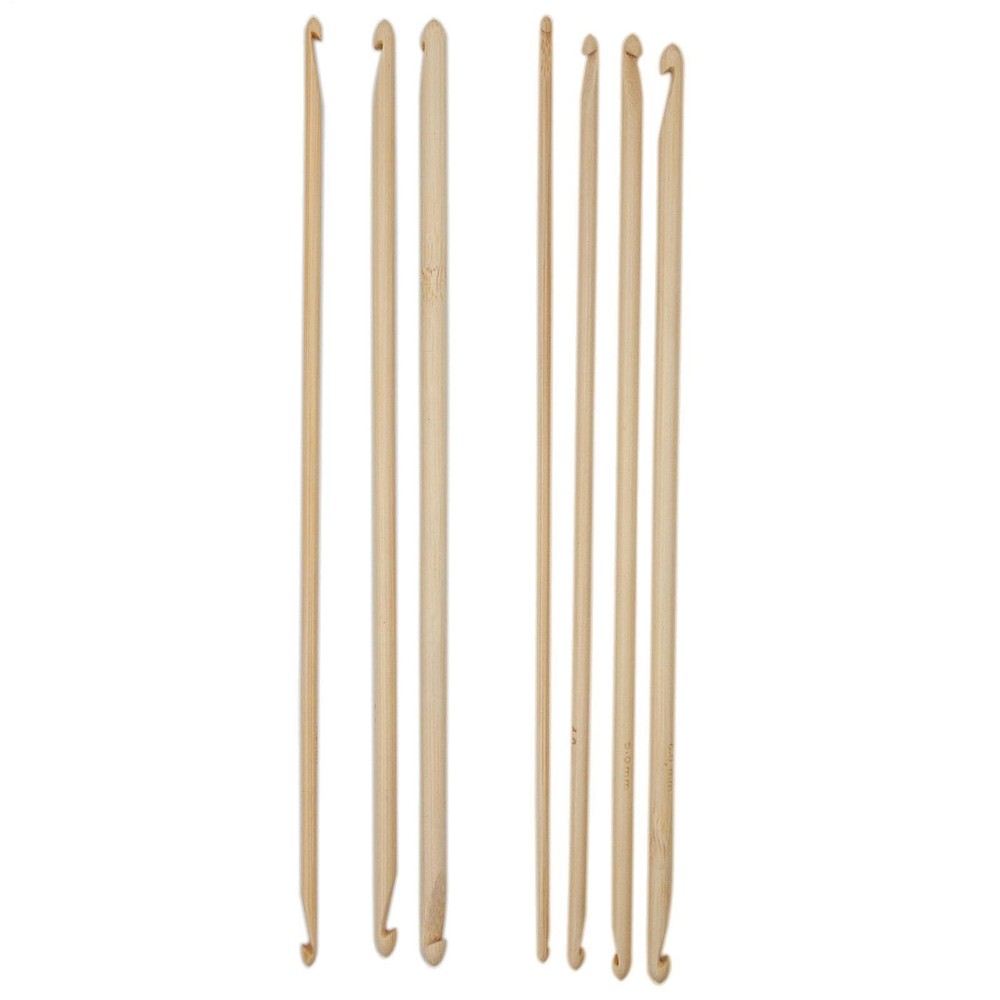 Bamboo Double-Ended Crochet Hook Set for Knitting and Weaving Crafts-image