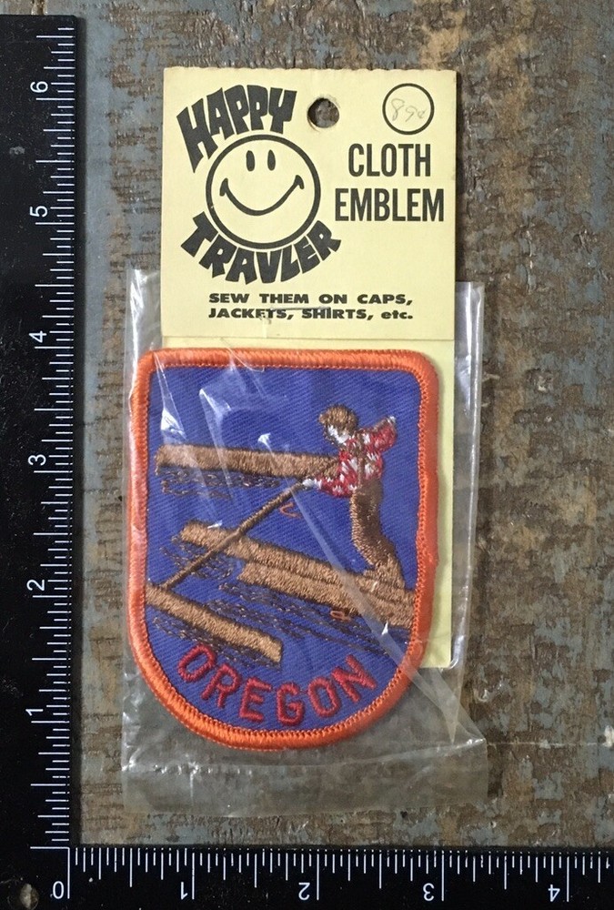 Vintage OREGON Water Logging Travel Souvenir Embroidered Patch MIP Happy