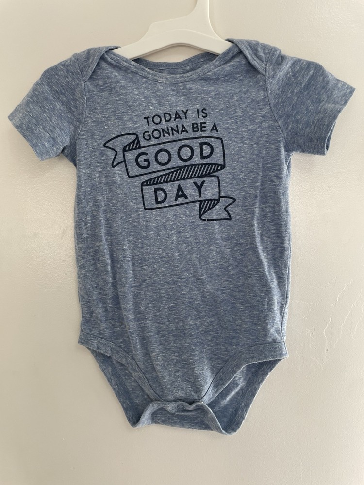 Jumping Beans Baby Boys Marled Soft Cotton Blend Short Sleeve Bodysuit Blue 18M