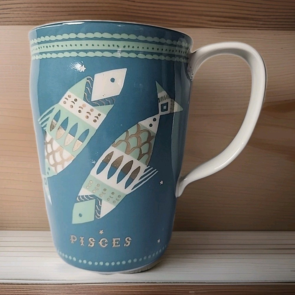 Brand New Danielle Kroll Anthropologie Pisces ♓️ Coffee Mug Teal 16oz. NWT