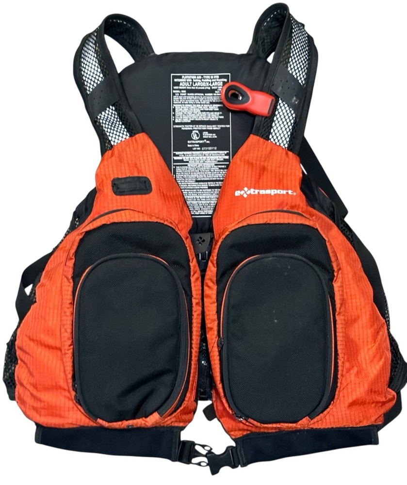 Extrasport Orange Adult L/XL Life Jacket USCG Approved Flotation Aide Type 3 PFD