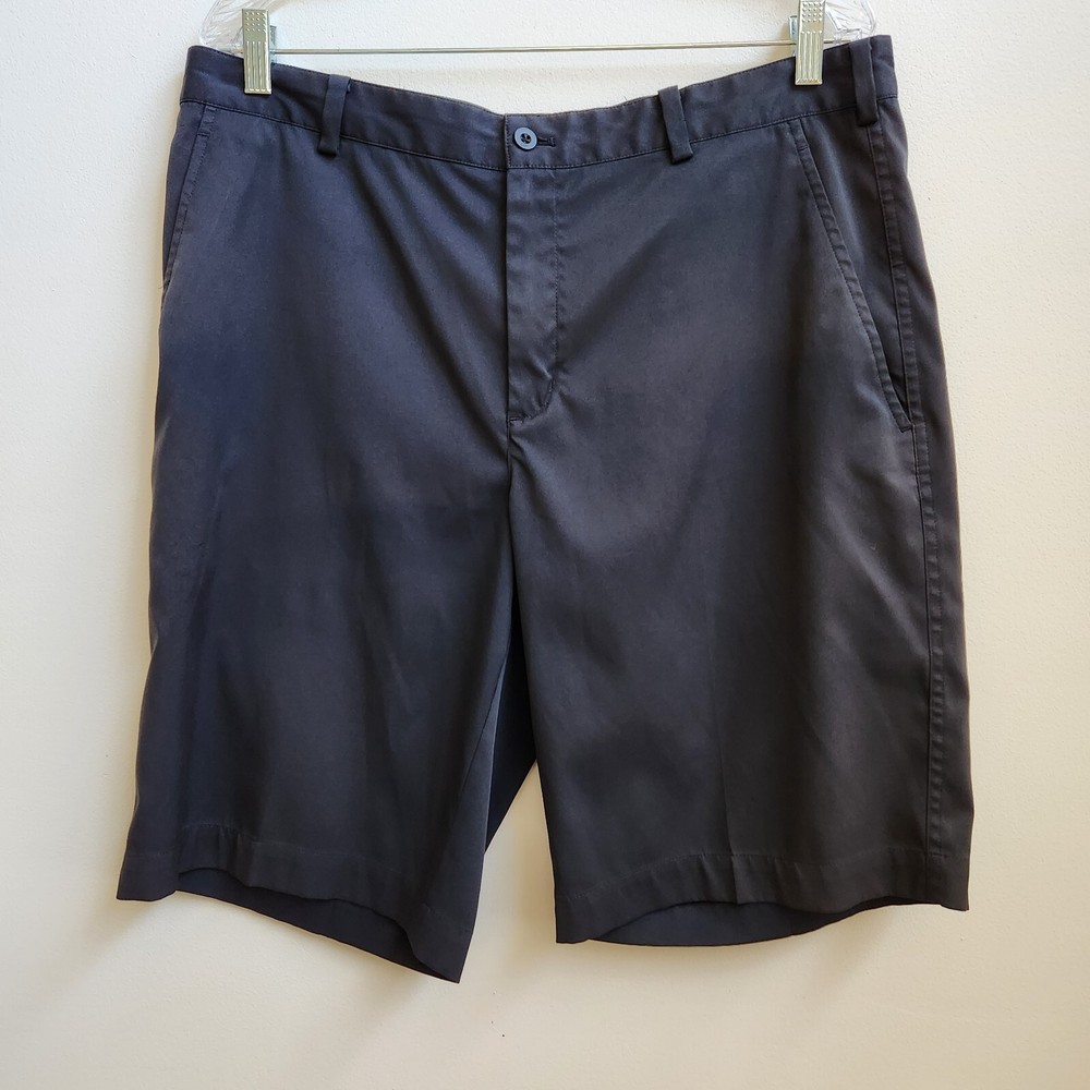 Nike Golf Shorts Mens 35 Black Golf Dri Fit Flat Front Mid-Rise Stretch Sports