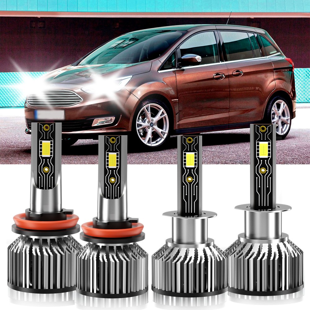 For Ford C-Max 2013-2018 H1 H11 LED Headlight Bulbs Kit High Low Beam 6500K