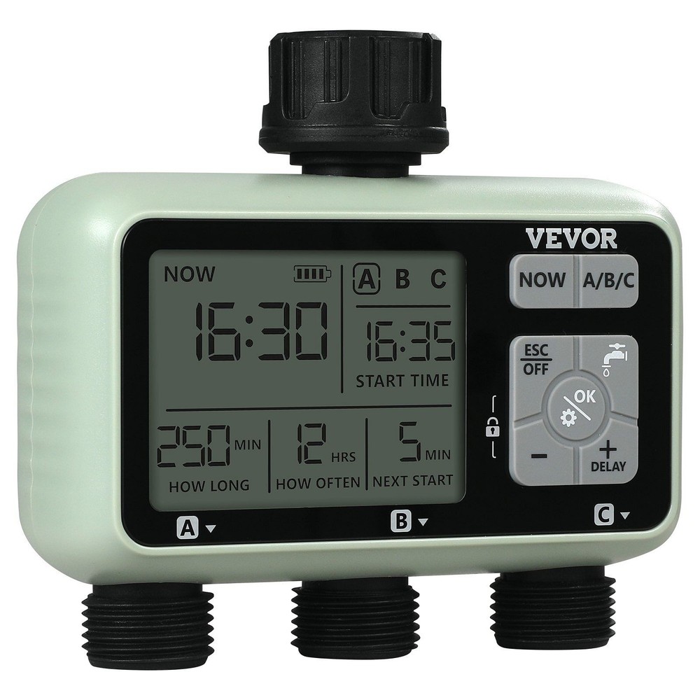 Water Timer, 3 Outlets, Hose Watering Sprinkler Timer, with 3 Independent Wateri