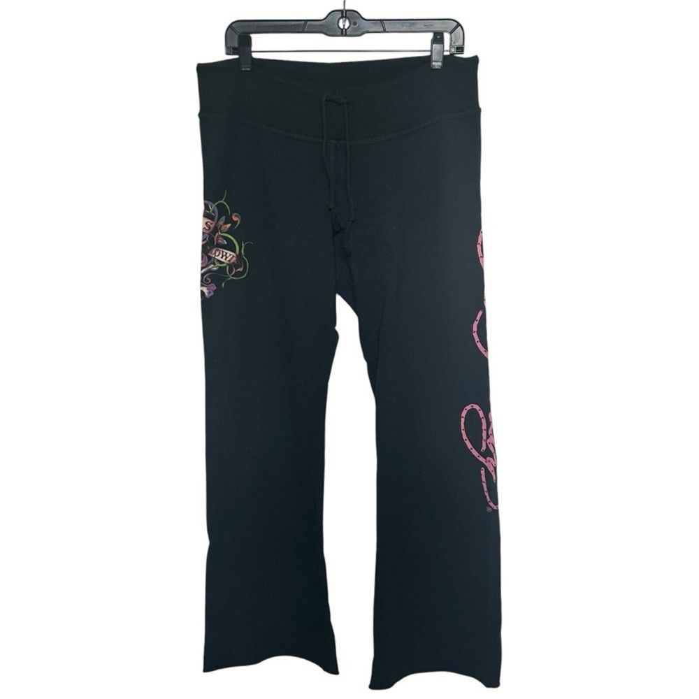 Ed Hardy Rare Vintage Bedazzled Floral Sweatpants Sz L