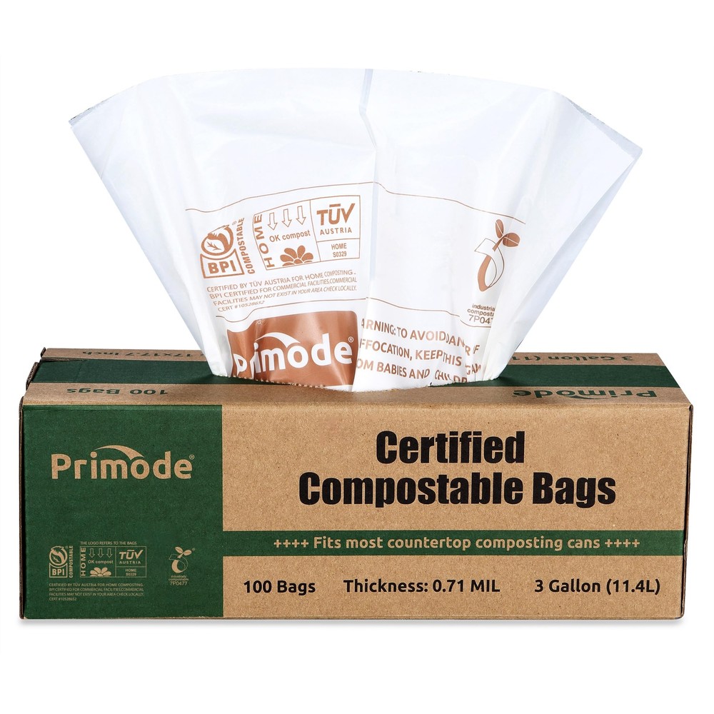 Compostable Bags, 3 Gallon Food Scraps Yard Waste Bags, 100 Count, Extra Thic...