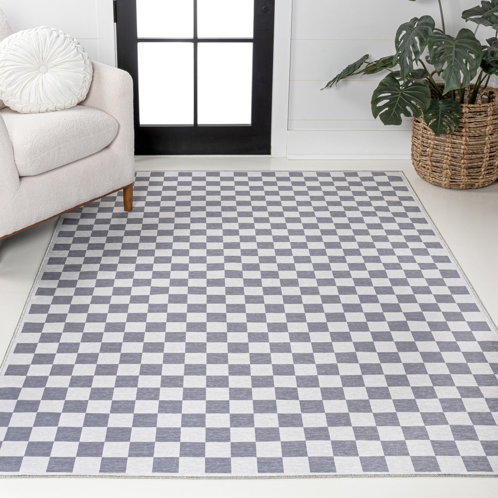 Jonathan Y WSH126-8 Washable Chenille Rug 7-3/4x10 Purple Gray