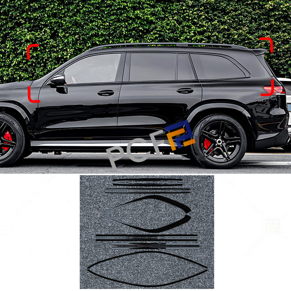 For 2020-2024 Benz GLS Black Steel Car Window Molding Trim Decoration Strips