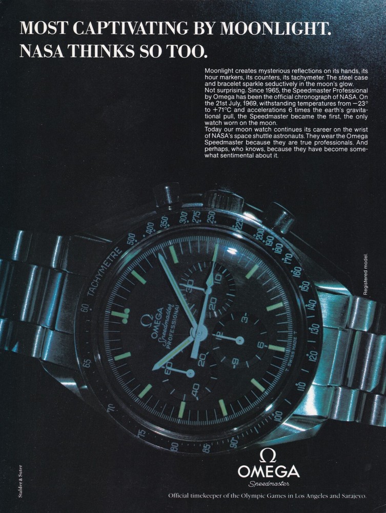 Vintage 1983 OMEGA Speedmaster NASA Moon Watch Original Print Ad