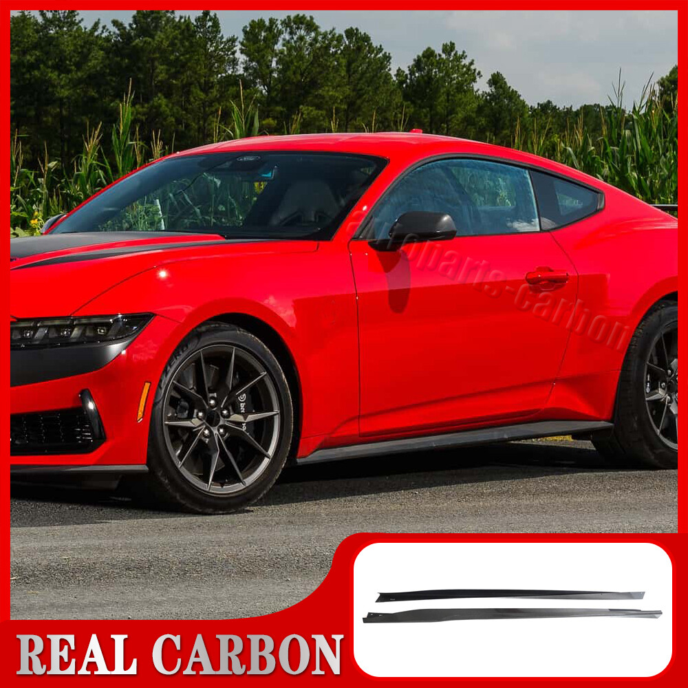 For Ford Mustang Dark Horse Real Carbon Side Skirts Extension Lip Panels 2024UP
