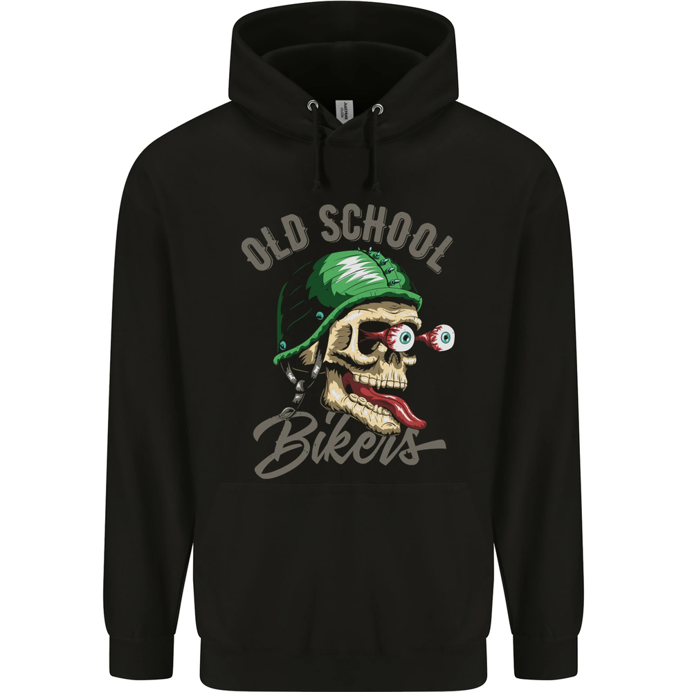 Old School Biker Motorcycle Motorbike Funny Mens 80% Cotton Hoodie