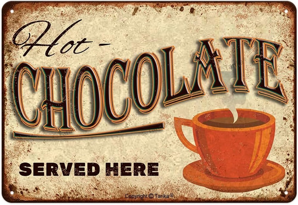 Hot Chocolate Served Here Iron Poster Painting Tin Sign Vintage Wall Decor for C