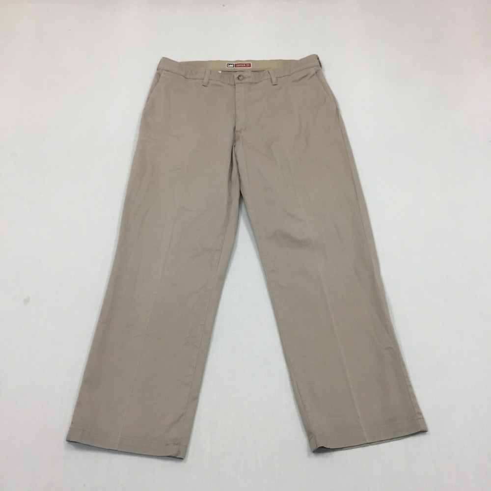 Lee Custom Fit Trousers Mens W36 L30 Straight Fit Chino Beige