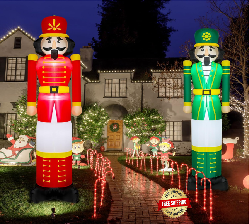 2 Pcs 8FT Christmas Inflatables Nutcracker 2025 NEW LED Outdoor Decoration