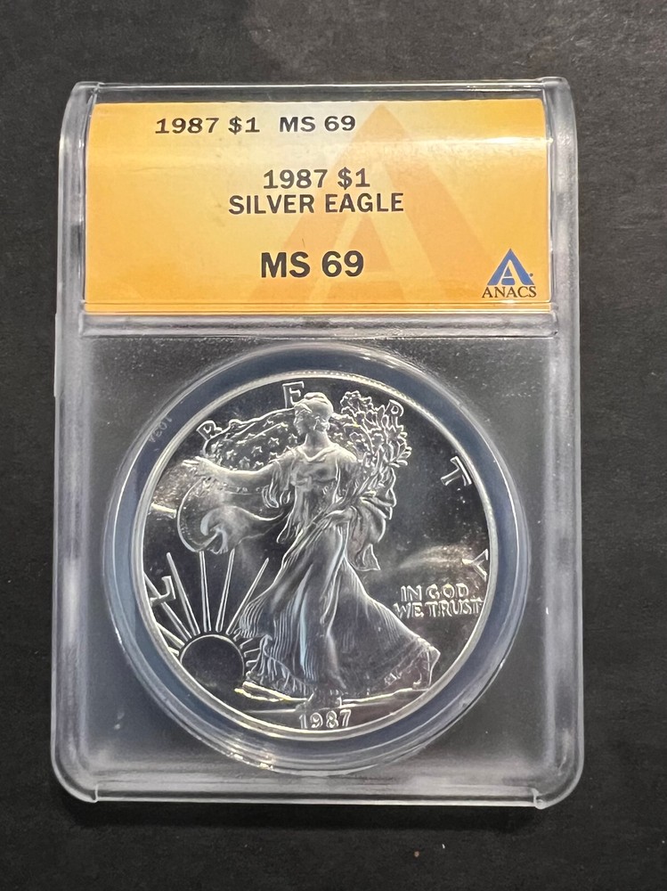 1987 SILVER EAGLE ANACS MS69 BULLION