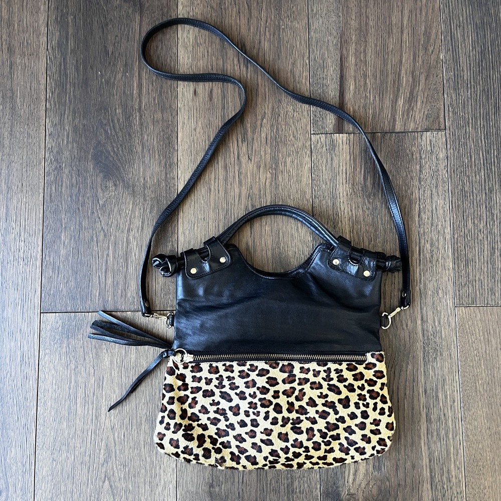 LUCIANA VERDE Clutch  Foldover Crossbody Bag. Genuine Brown Leather.