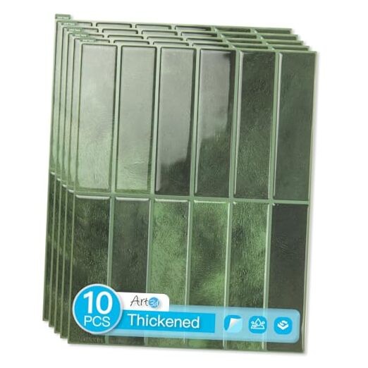 Heavy-Duty Peel & Stick Green Backsplash Tile 10 Pack 11.4x9 Inch for Home Décor