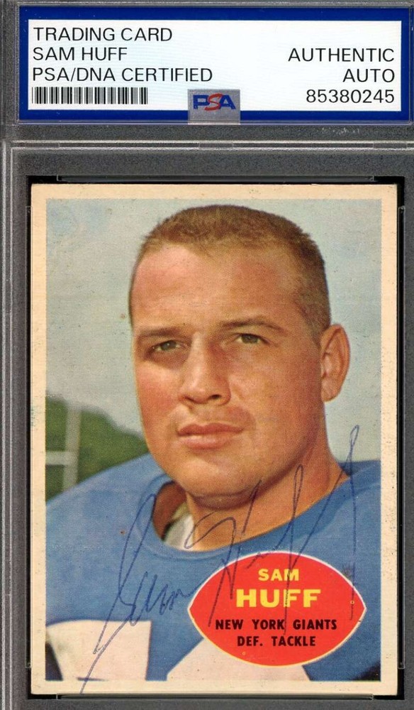 Sam Huff Vintage Signed 1960 Topps Autograph PSA DNA Certified