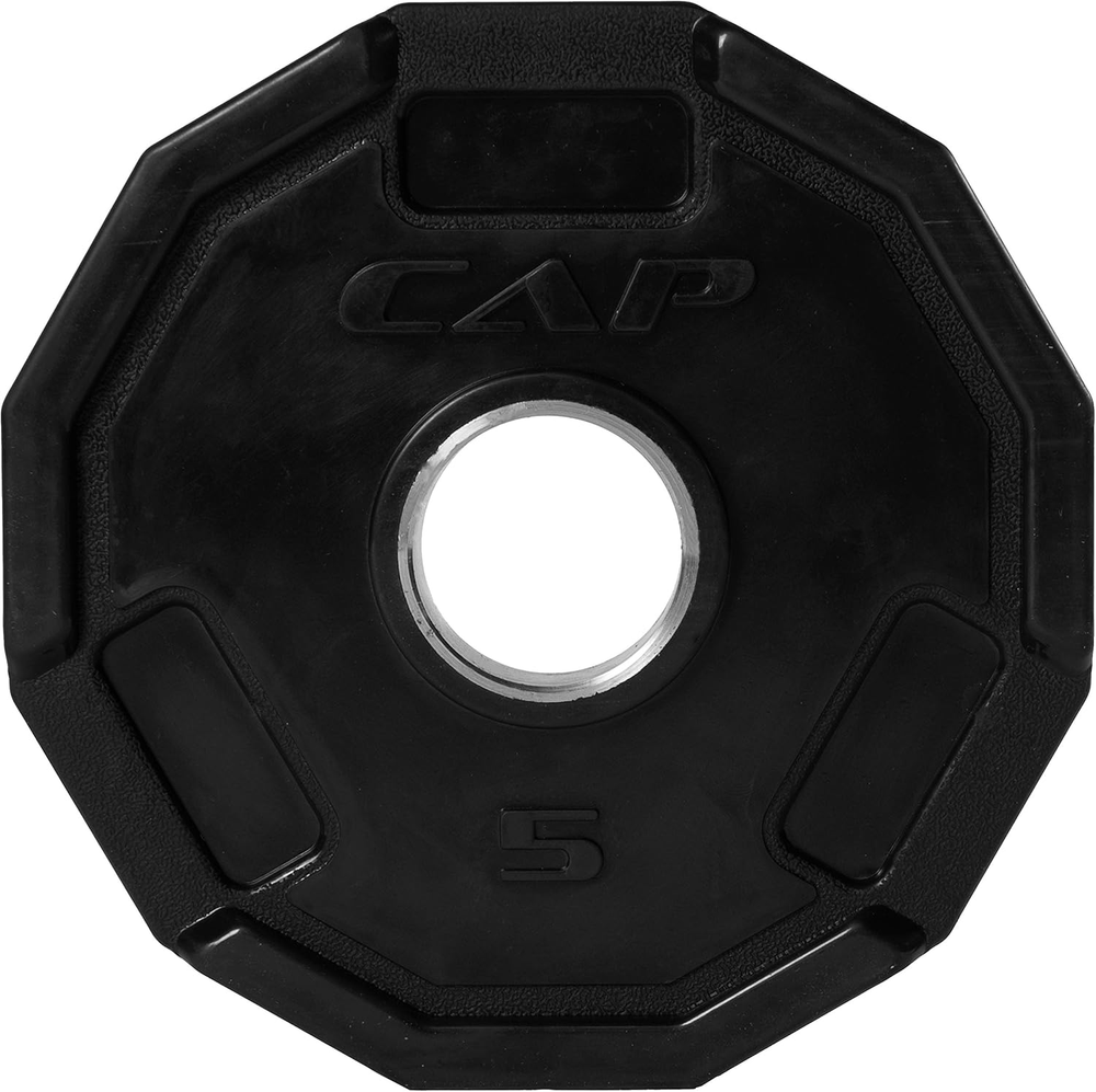 12-Sided Rubber Olympic Grip Weight Plates, Black | Multiple Sizes