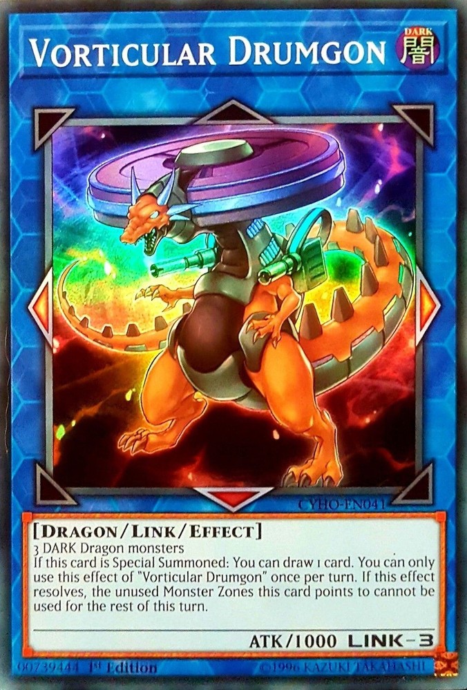Vorticular Drumgon - CYHO-EN041 - Super Rare - 1st Edition x3 - Near Mint