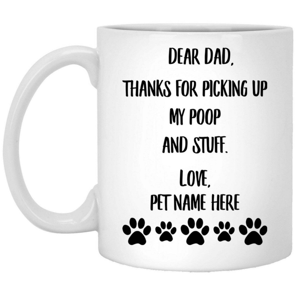 Personalized Name Dog Dad Mug Funny Fathers Day Gifts For Men Ceramic Coffee Cup
