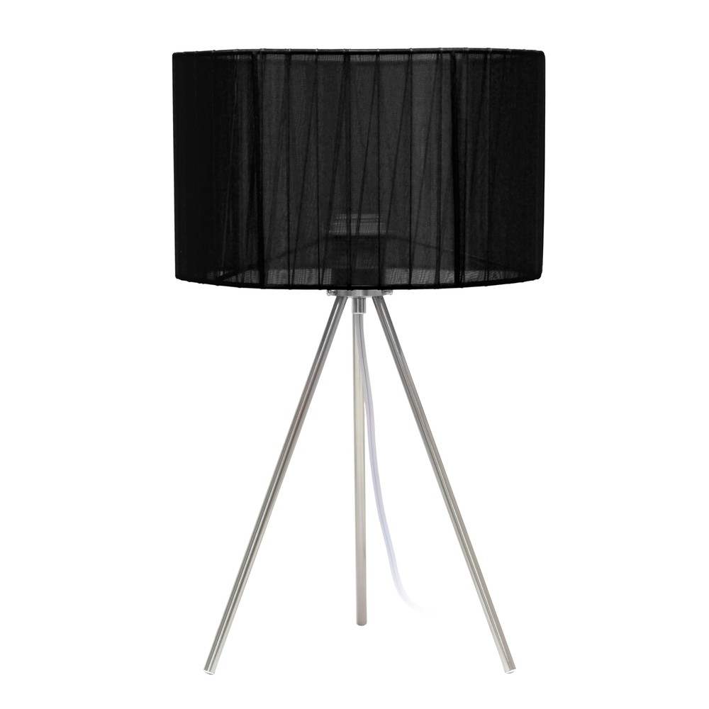 LT1156-BLK Modern Brushed Nickel Tripodal Table Lamp for Living Room, Dining ...