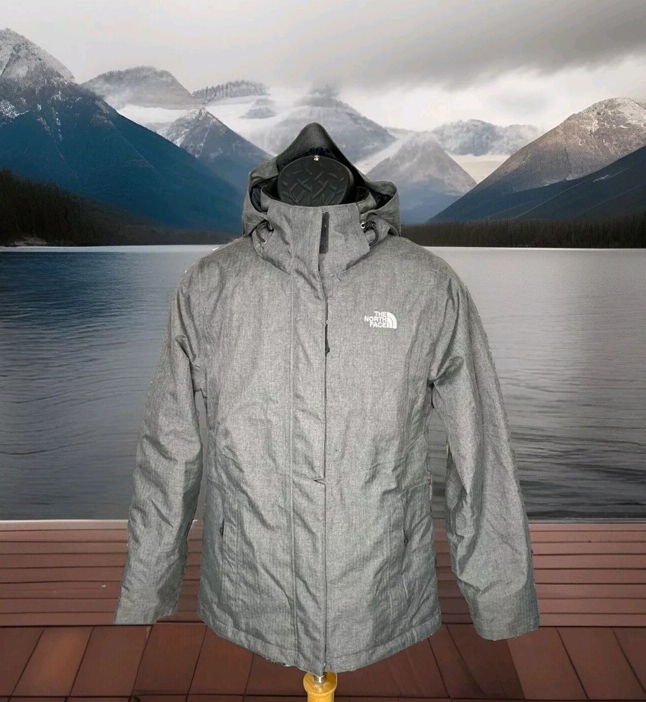 The North Face Inlux Insulated Jacket Women Small Gray Rain Dryvent Wtr Ski Hood