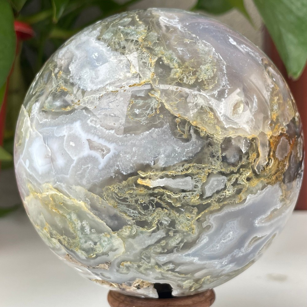 853g Natural Black Agate Ball Quartz Crysta Energy Sphere Reiki healing