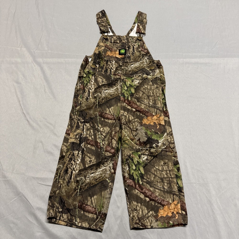 John Deere Boy's Camouflage Toddler Overalls Size 3T Camo Mossy Oak Break Up