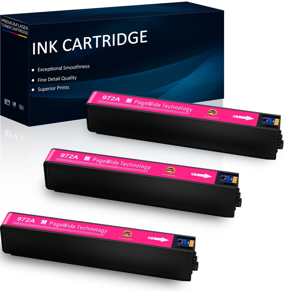 3PK  972A Magenta High Yield Ink Cartridge For HP PageWide Pro 452dw 477dn 577dw
