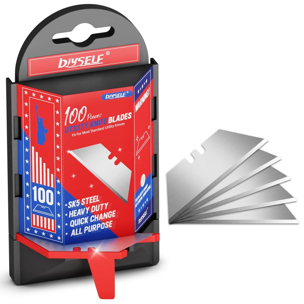 Utility Knife Blades 100 Pack Box Cutter Blades Refills with Dispenser Razor ...