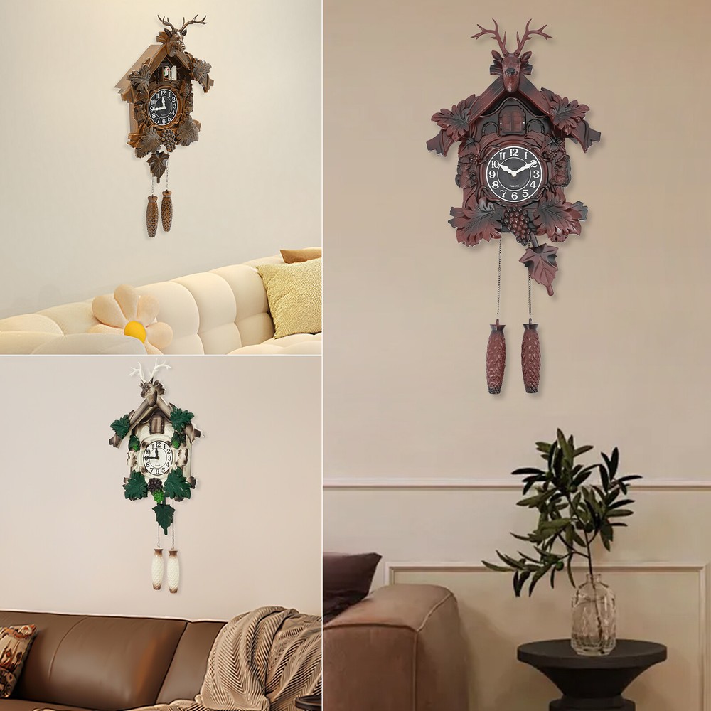 Vintage Deer Head Wall Clock - Large Battery-Free Design  