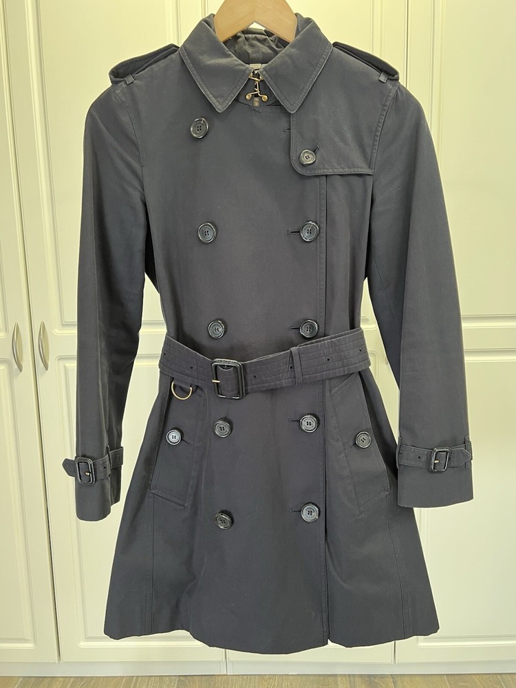 Burberry Women’s Trench Coat Kensington Mid-length Navy US0/UK2/IT34 Made in UK