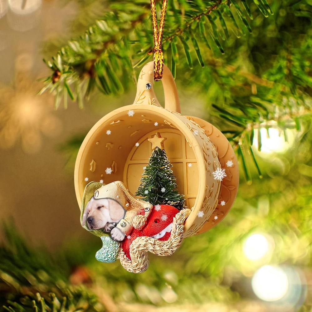 Labrador Retriever Dog Sleeping Tiny Cup Ornament  Labrador Dog Christmas Gift