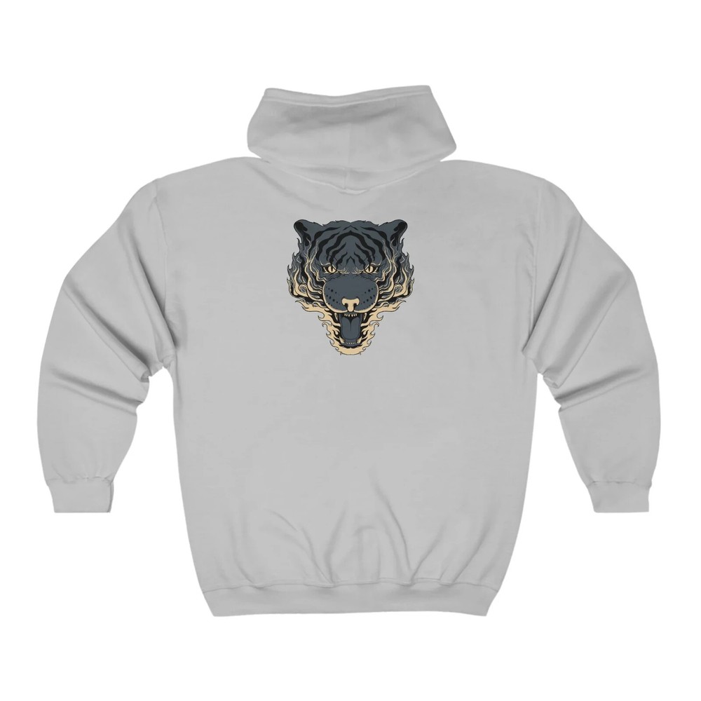 Bold Tiger Print Men’s Full Zip Classic Fit Hoodie by Kyloug  