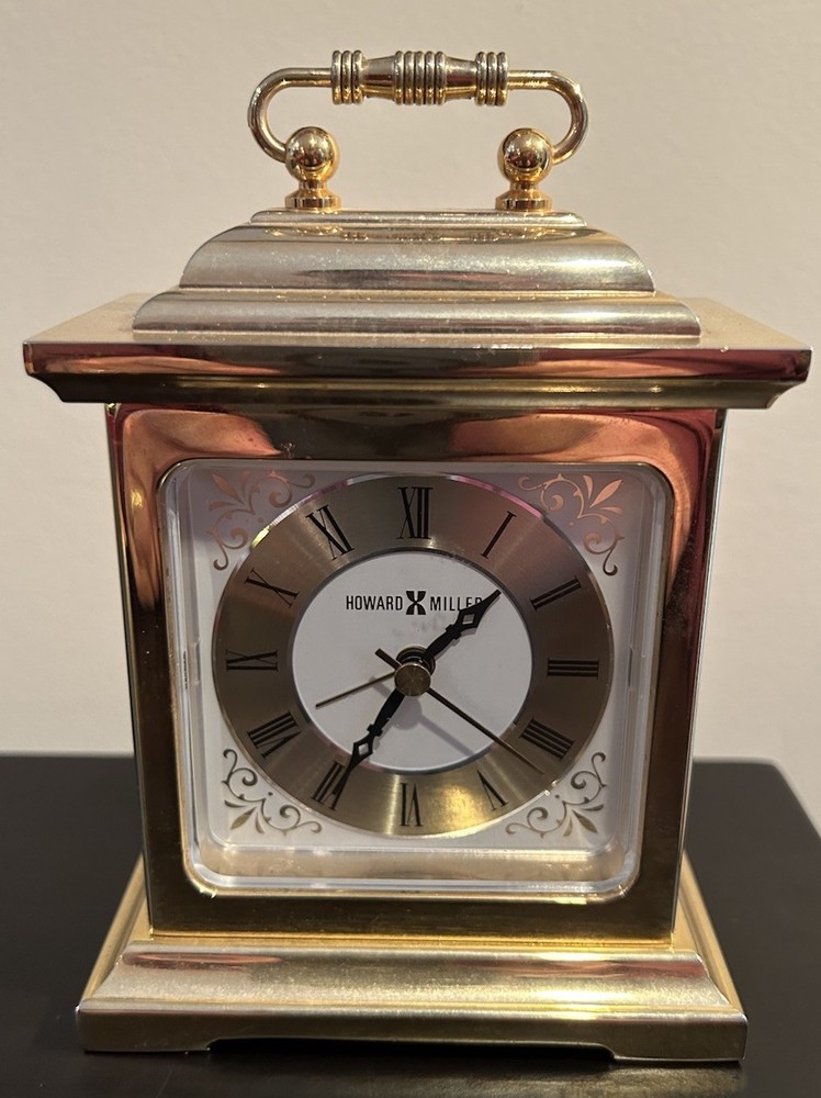 VTG. HOWARD MILLER WESTMINSTER BRASS DESK CLOCK; See Pictures For Details!