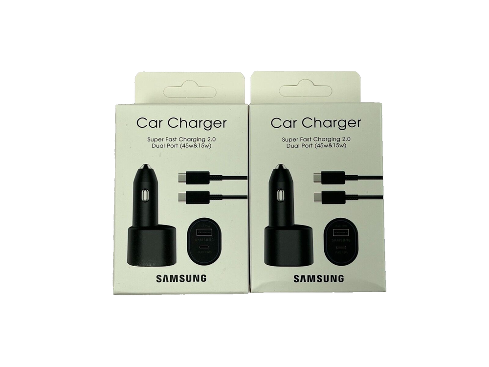 ❗Original Brand New Samsung 45W 2 Port Super Fast Charging Dual Car Charger with