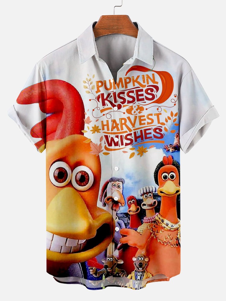 Pumpkin Kisses Mens Short Sleeve Hawaiian Shirt For Men US Size Summer Style NEW