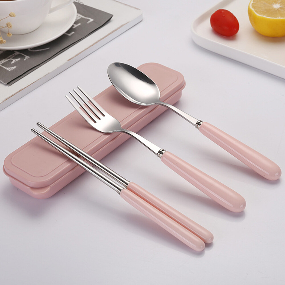 Camping Dinnerware Kit Metal Tableware Case Ceramic Handle Spoon