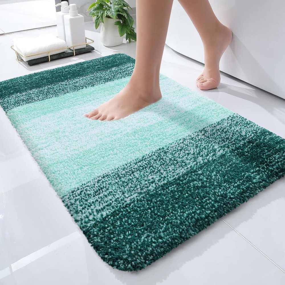 Soft Absorbent 24x16 Microfiber Bath Rug with Non-Slip Rubber Backing