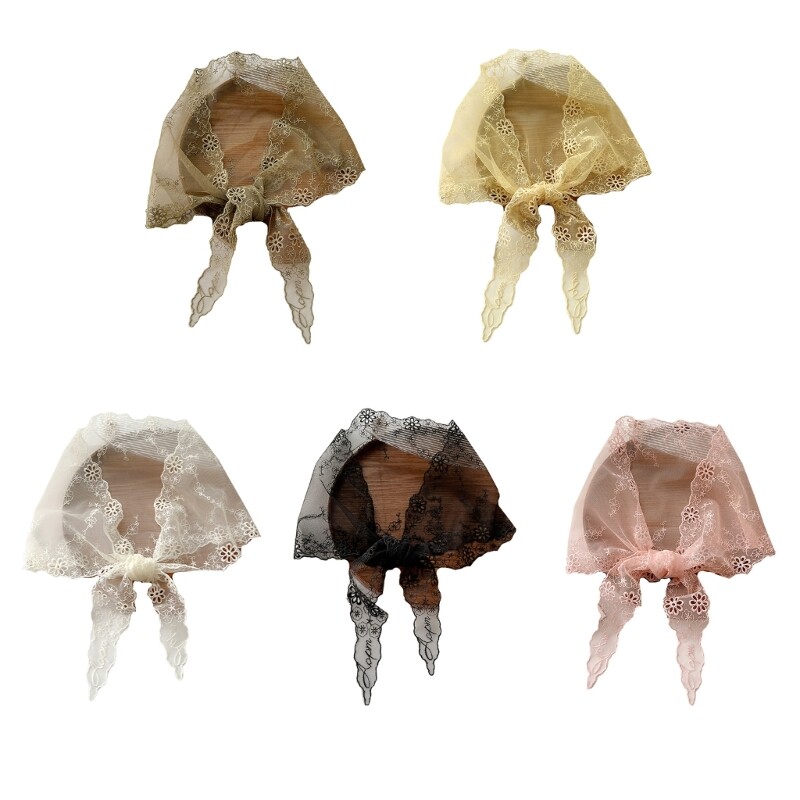 1950s Retro Lace Triangle Scarf Hair Tie Mantilla Veil Mass Accessory