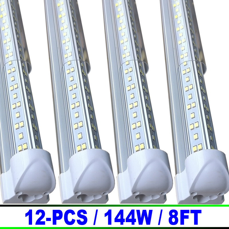 8Ft Linkable Led Shop Light Fixture,Integrated Led Tube Light Bulbs 144w 12Pack