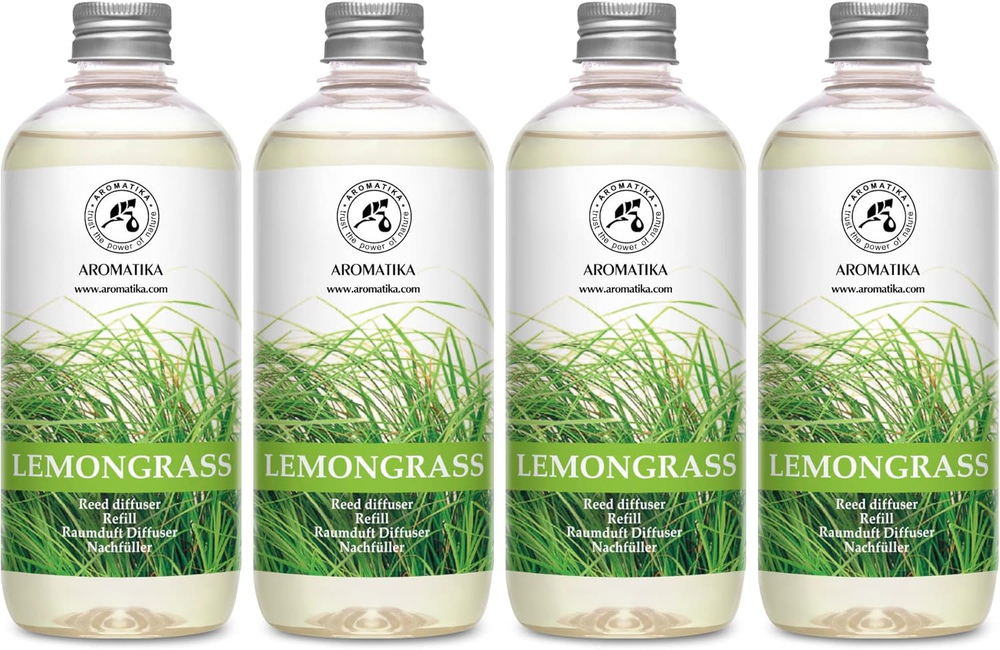 Lemongrass Essential Oil Diffuser Refill 68oz 4-Pack Long-Lasting Fresh Scent