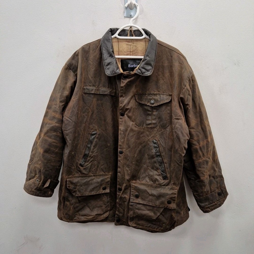 Barbour A1551 Bushman Waxed Waterproof Heavy Trucker Jacket in Large Size