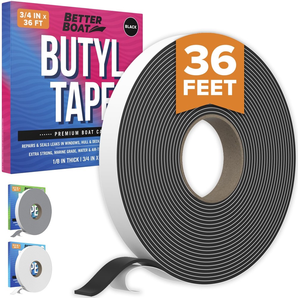 Butyl Tape for RV and Marine Window Sealing - 1/8 Inch Black Double-Sided Putty Tape